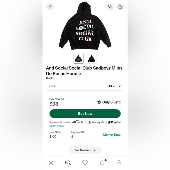 Anti Social Social Club Sadboyz Miles De Rosas Hoodie (RFID- READY) - Picture 3 of 6